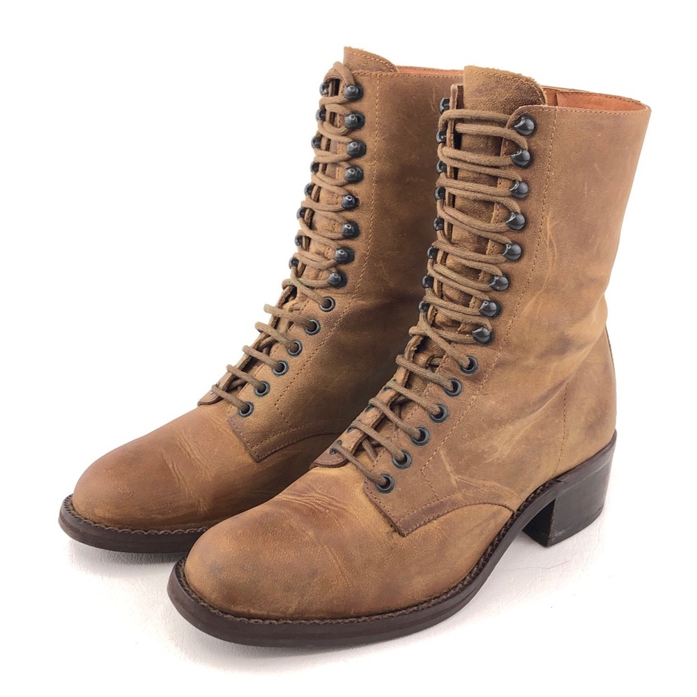 Nine West Brown Leather Victorian Lace up Ankle Boots 6M - Picture 3 of 13